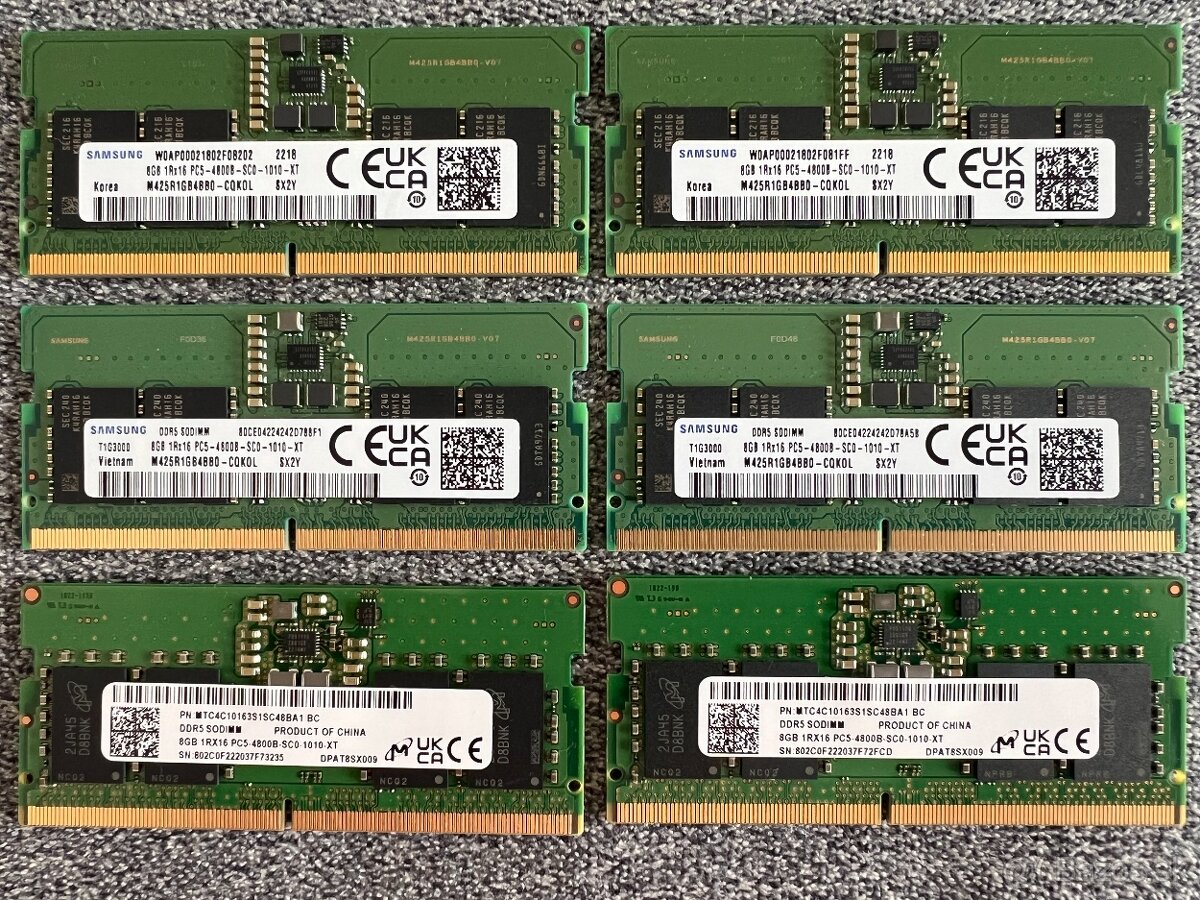 Nepoužívané 8GB DDR5/ PC5 RAM do notebookov