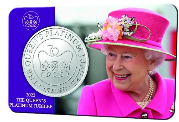 euro minca kráľovná elizabeth II 2022 v karte 2,5 €