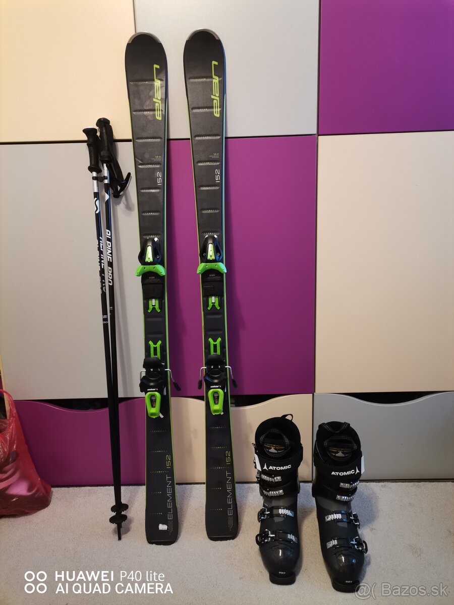 Lyže 152 cm + lyžiarky 27/27.5 + palice