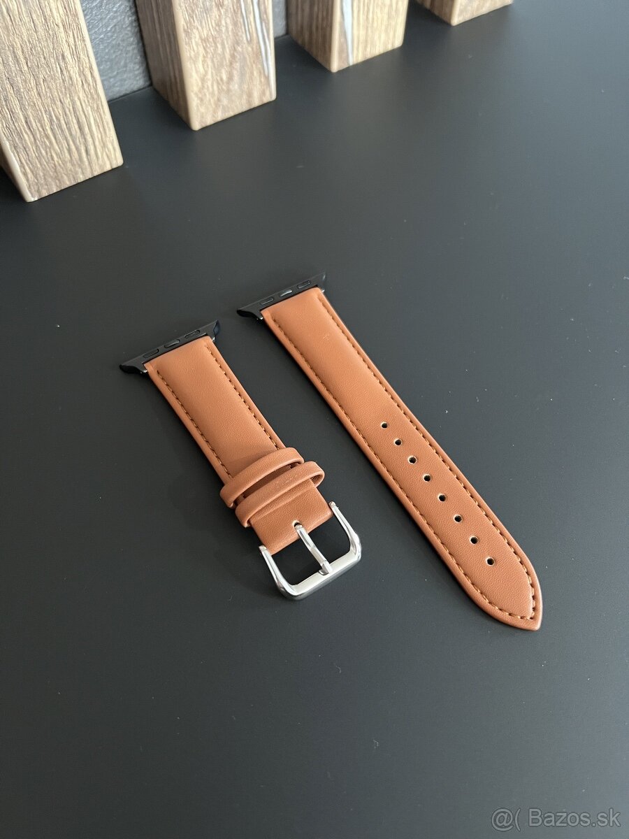 Kozeny sv. hnedy remienok na apple watch 42, 44, 45 a 49 mm