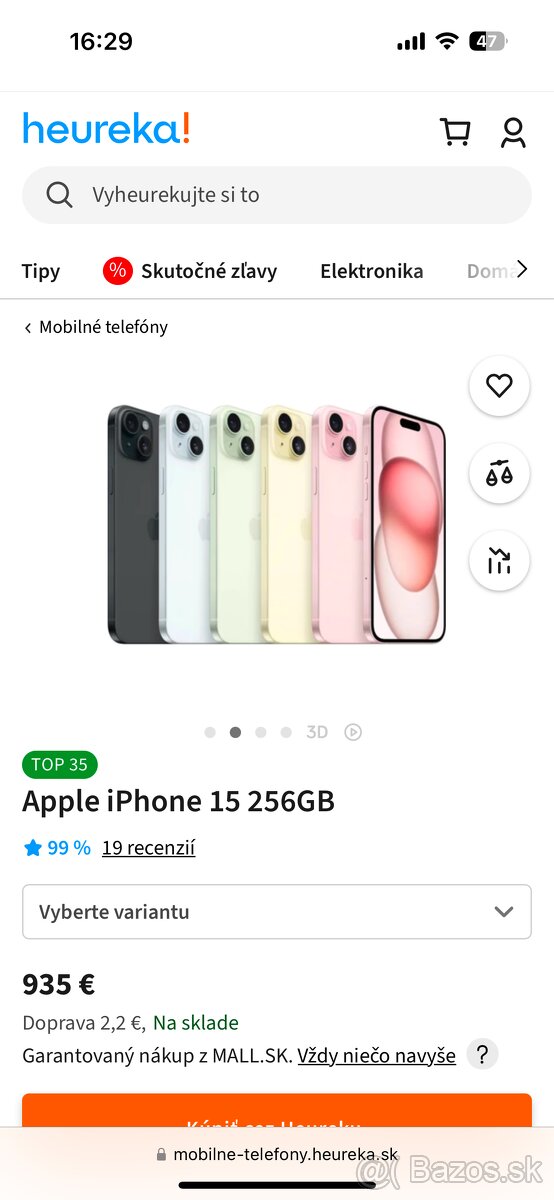 Iphone 15 256 GB modry / vymena