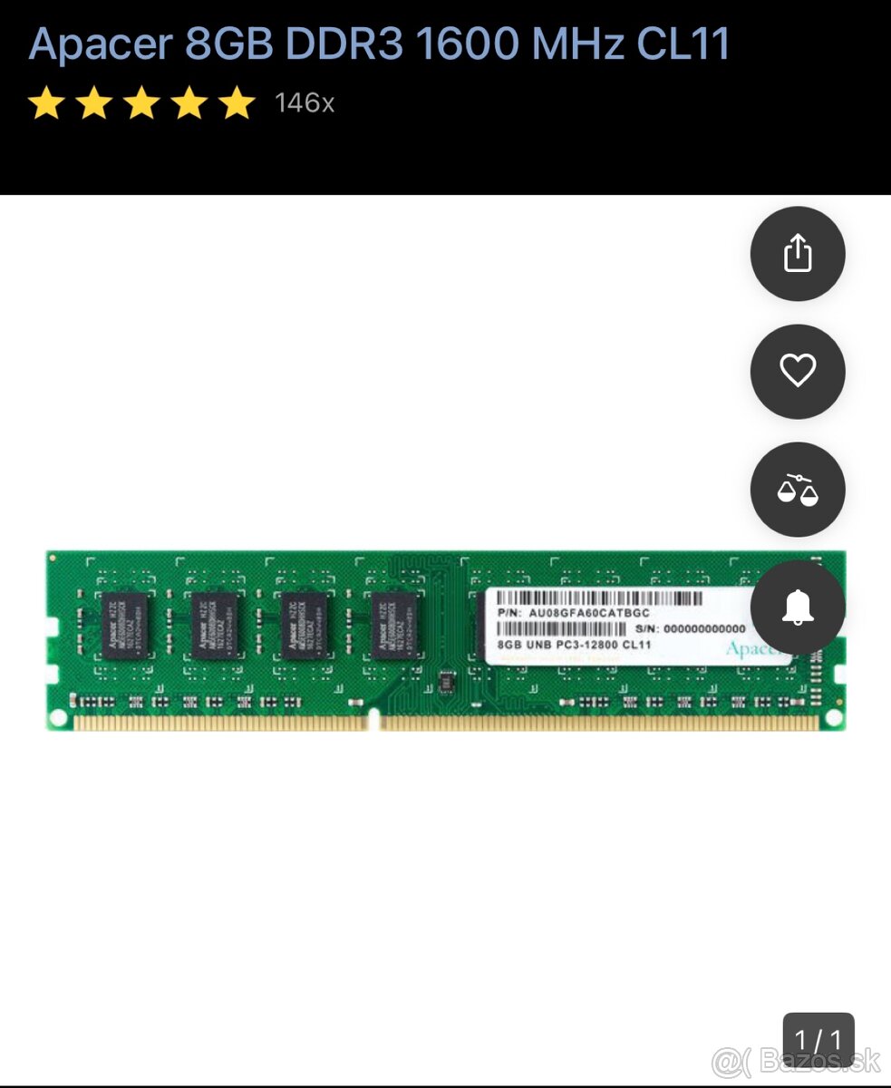 Apacer 16Gb DDR3 1600 MHz CL11