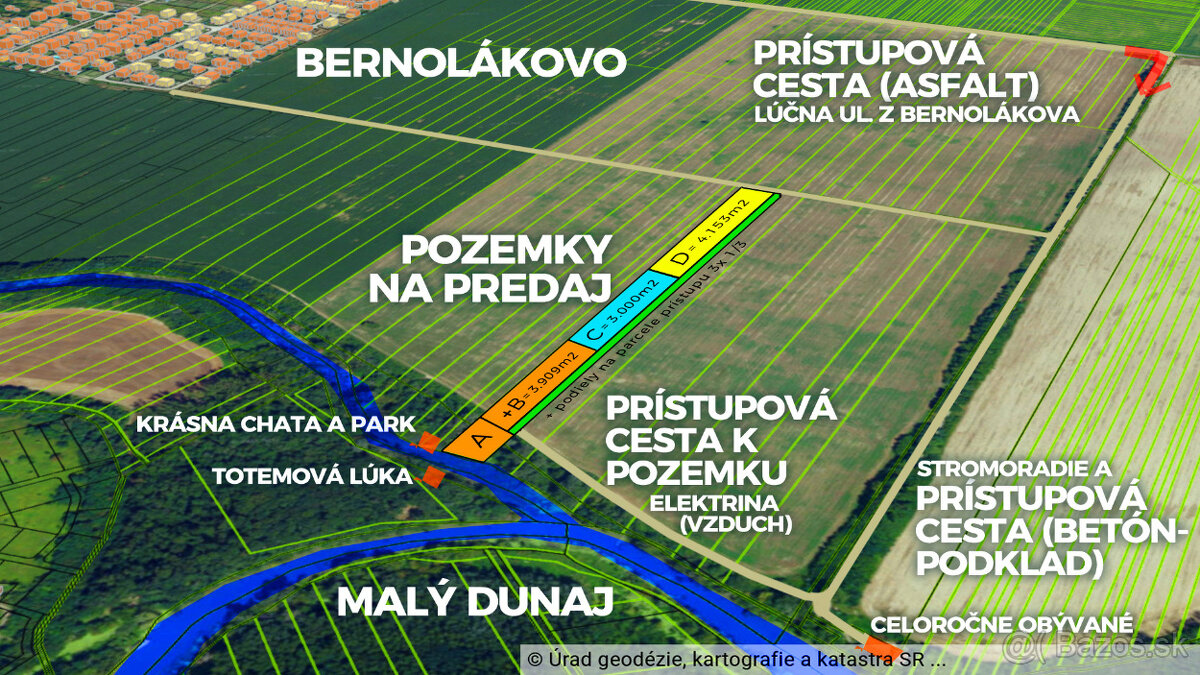 POZEMOK pri BA - PRI VODE, rod.domoch, cesta, ELEKTRIKA