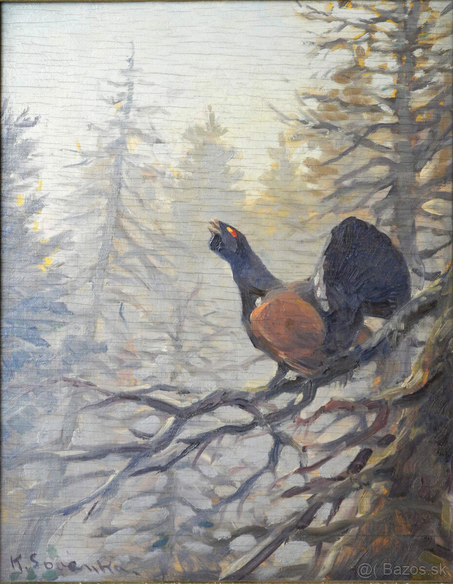 Sovánka Karol, Hlucháň, olej na dreve, 38x30, znížená cena