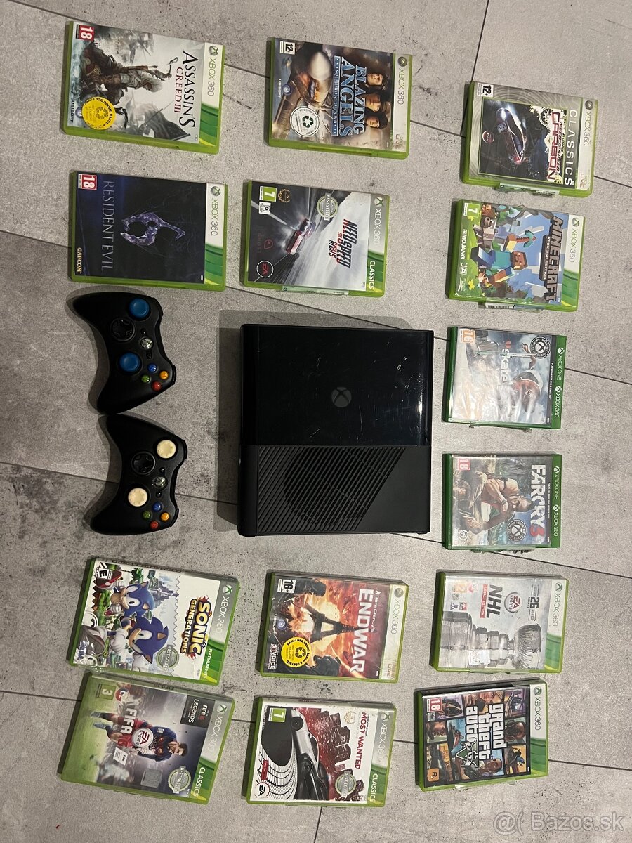 Xbox 360+hry+2 ovládače