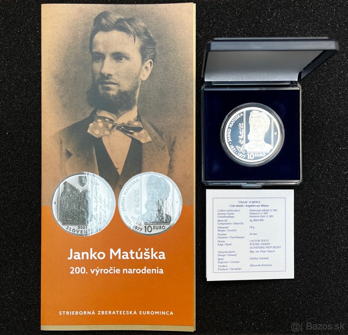 10 EURO Slovensko 2021 - Janko Matúška, proof