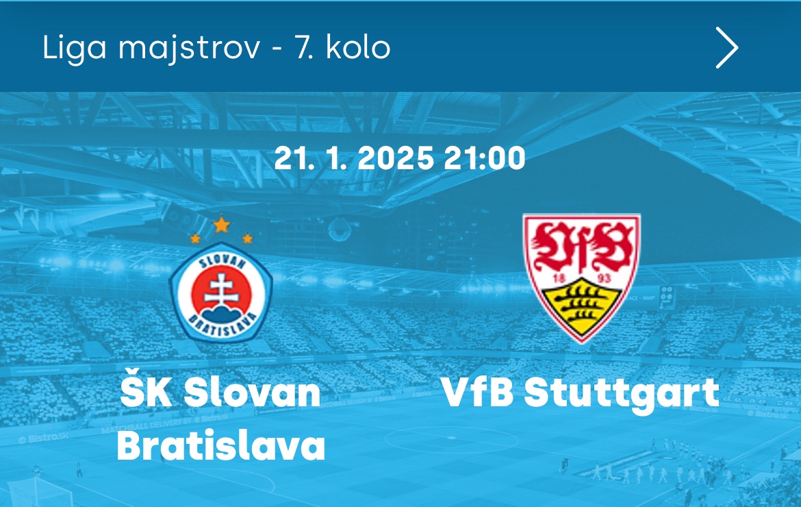 Predam vstupenku na zapas Slovan Bratislava vs. Vfb Stuttga