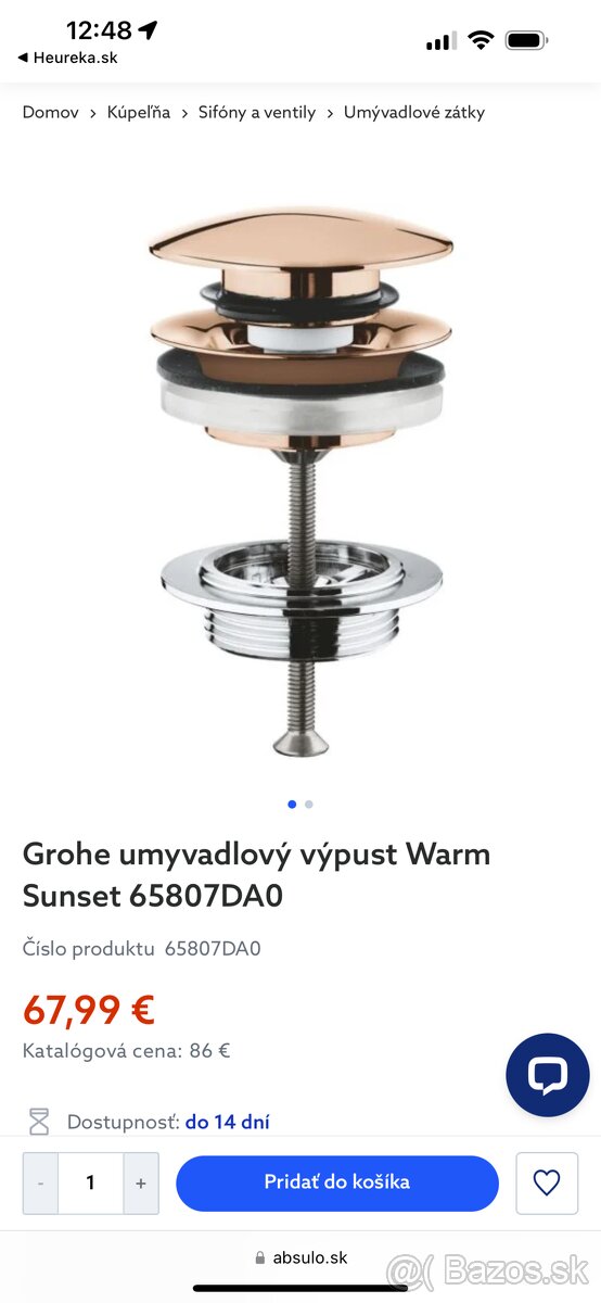 Grohe umyvadlový výpust Warm Sunset