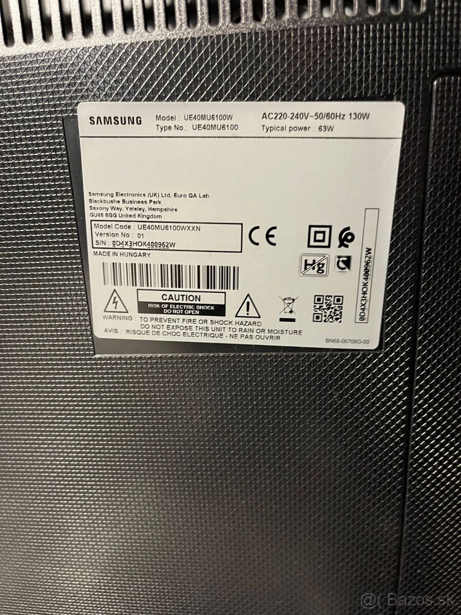 Televízor Samsung, LCD smart TV, 4K/UHD, model:UE40MU6100W