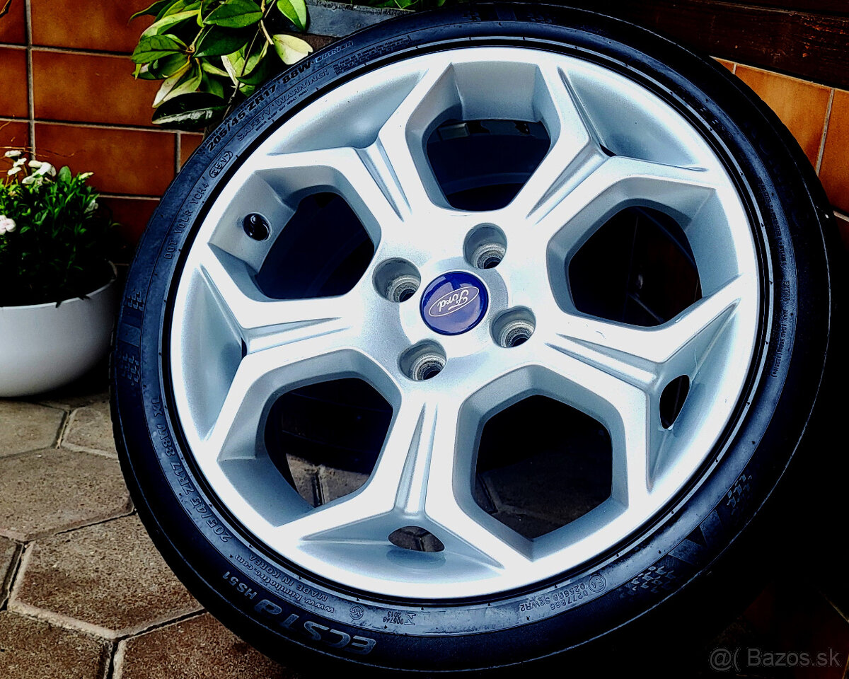 alu R17 4x108, letné pneu 205/45, orig. Ford Fiesta ST