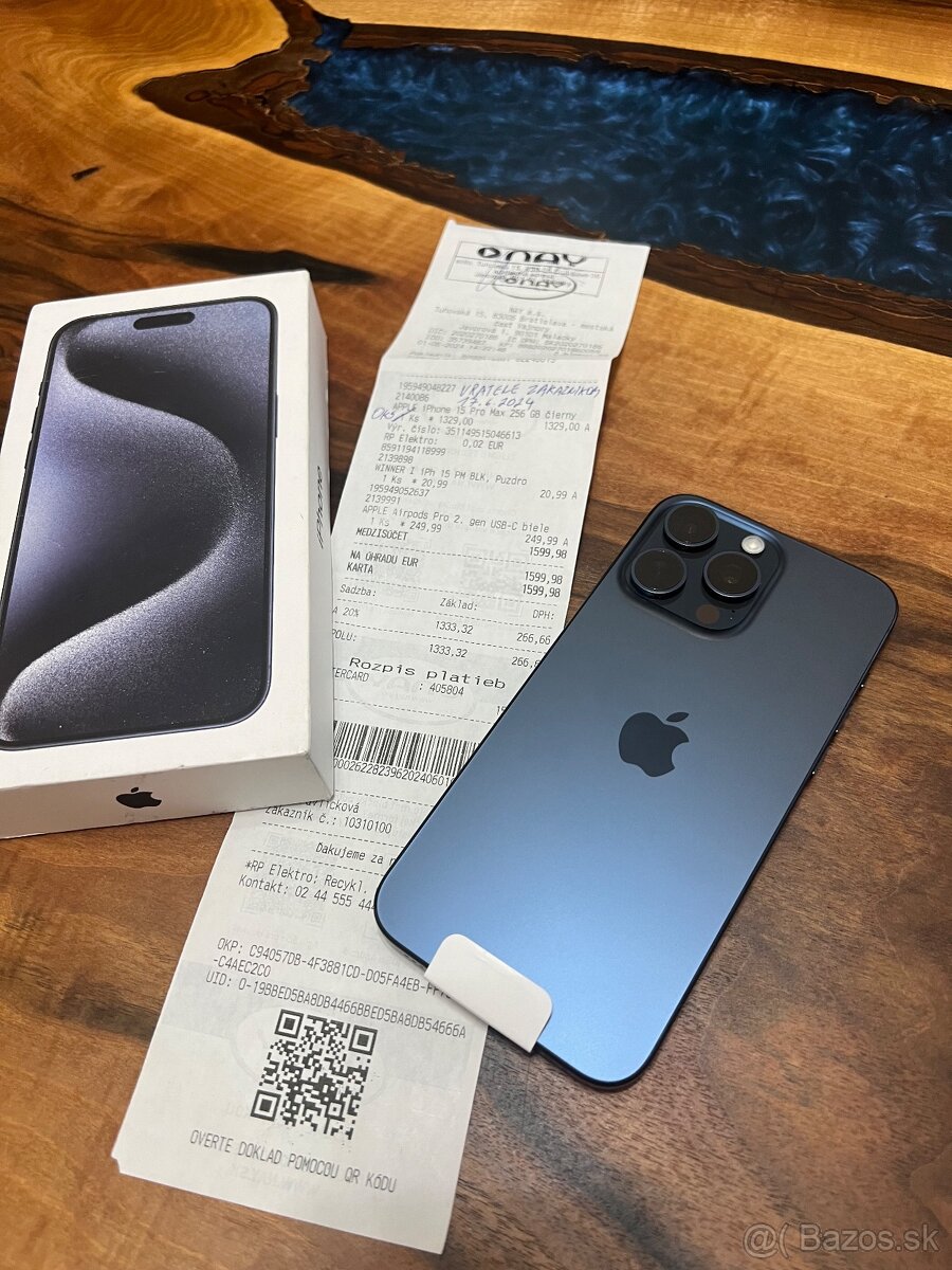 iPhone 15 Pro Max 256gb Blue Titanium Záruka