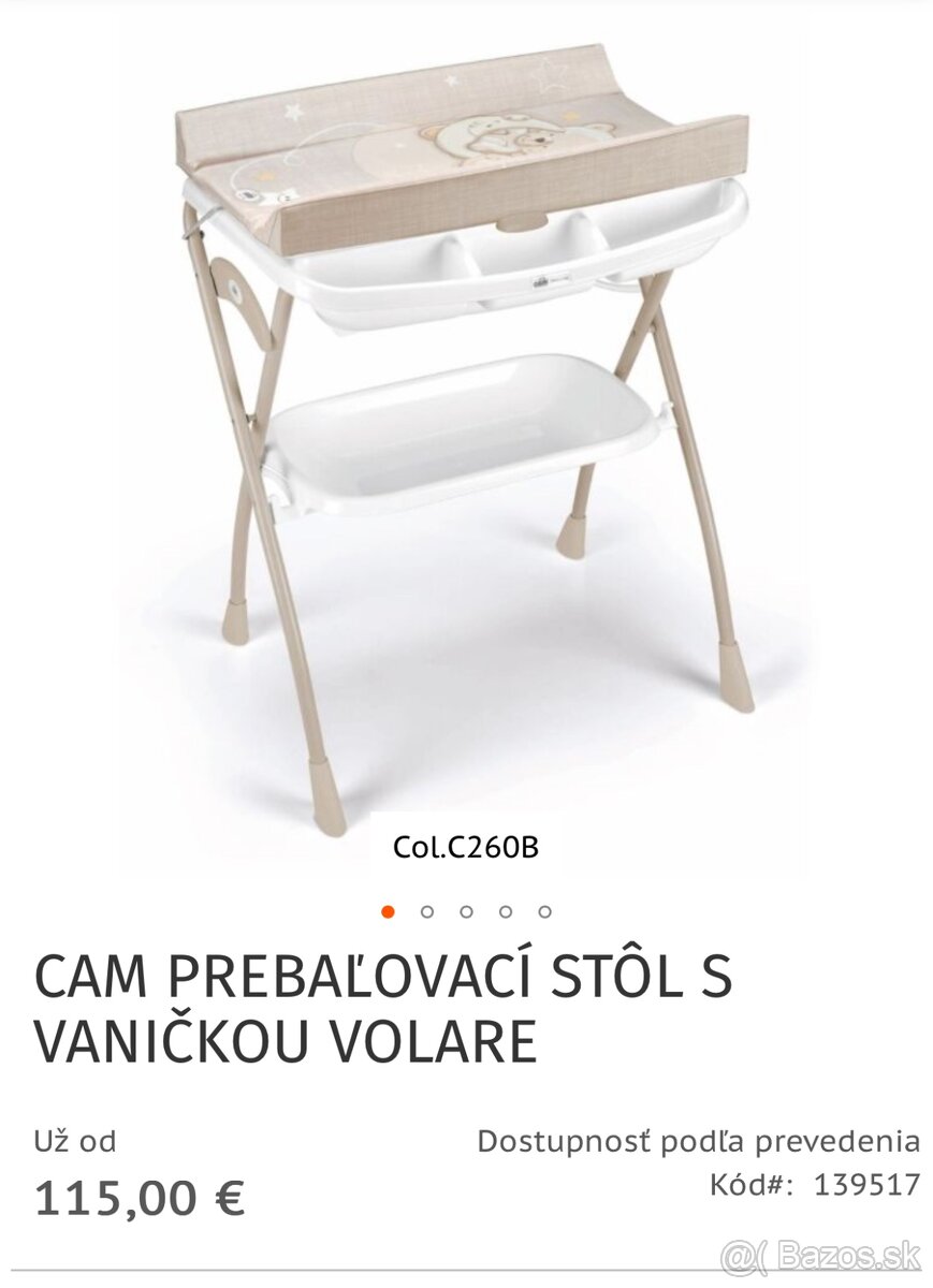 Skladací prebaľovací pult s vaničkou