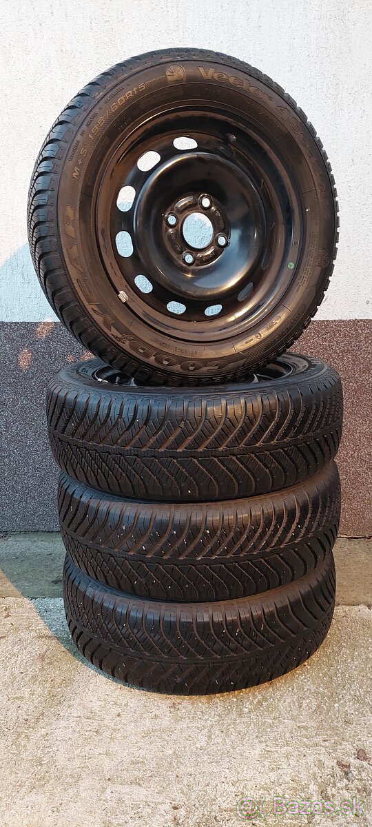 Plechové disky Ford 4x108 a celoročné Goodyear 195/60 R15