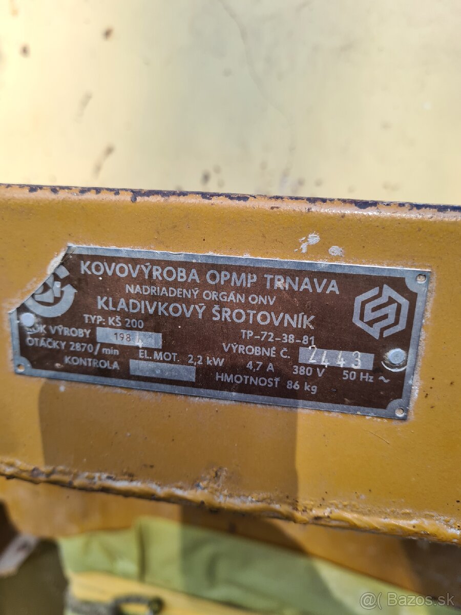 Kladivkovy šrotovnik typ kš 200