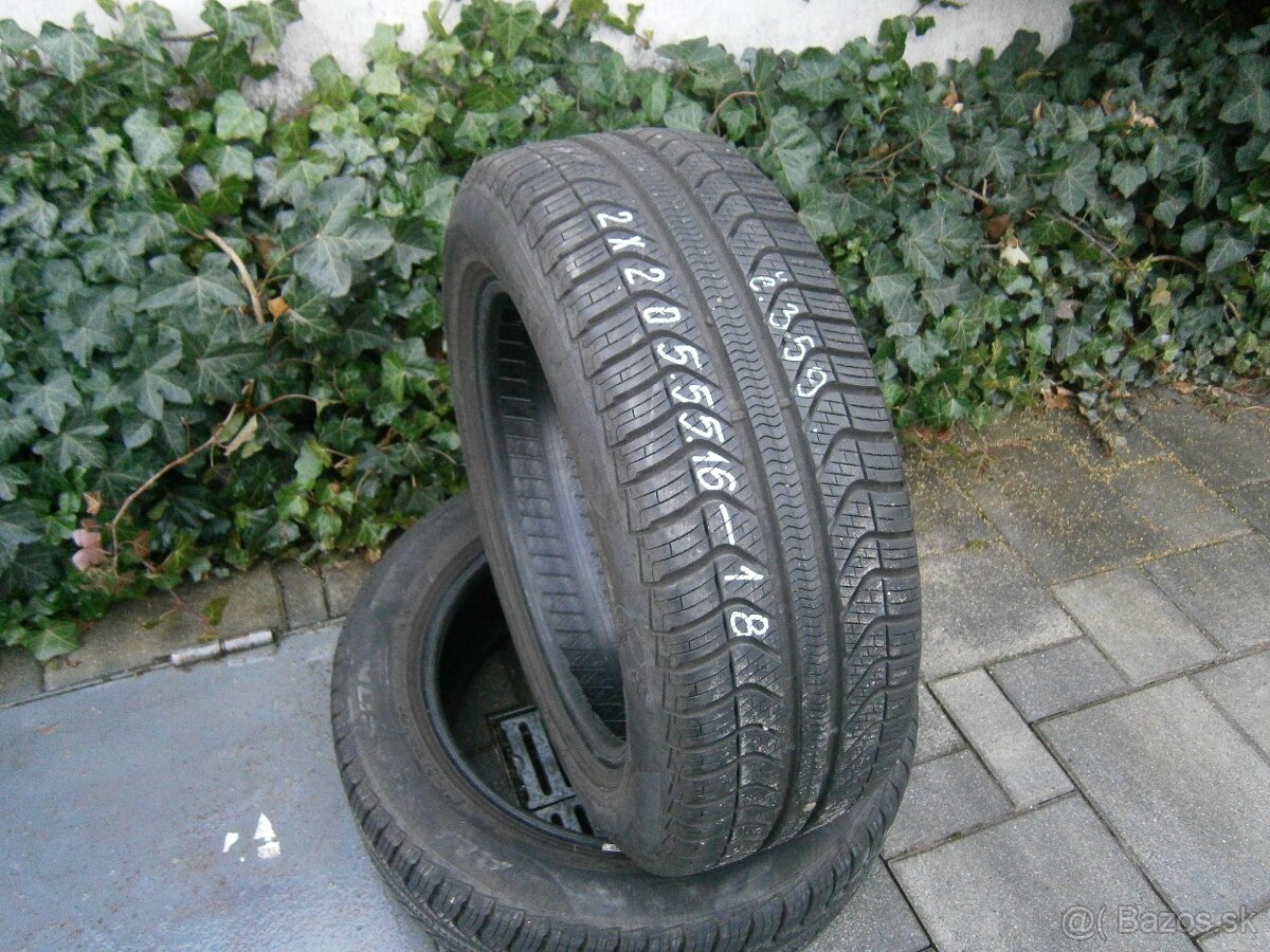 Predám 2x celoročné ako nové pneu Pirelli 205/55 R16 91V