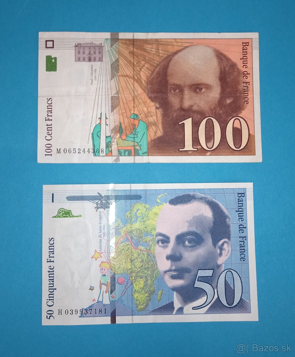 Bankovky FRANCIE - konvolut 50, 100 Franků