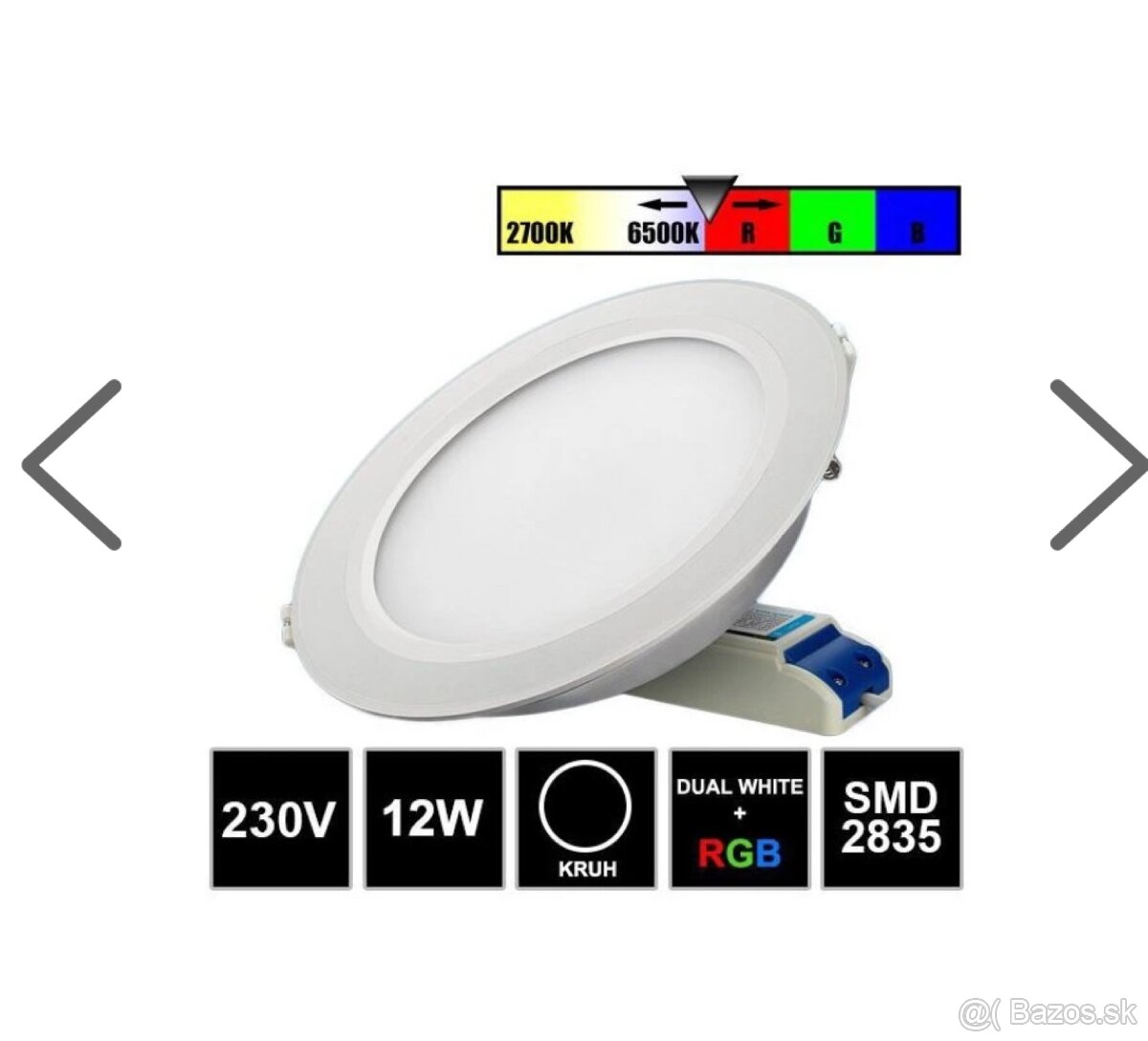 Predám 6ks LED panel 12W kruh-RGB+DUAL WHITE