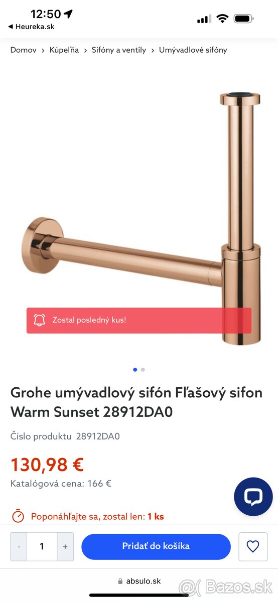 Grohe umývadlový sifón Fľašový sifon Warm Sunset 2