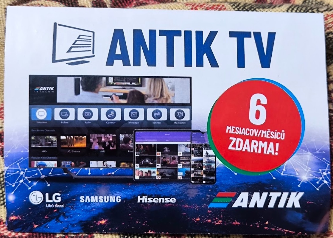 Antik TV voucher kupon na 6 mesiacov TV cez internet