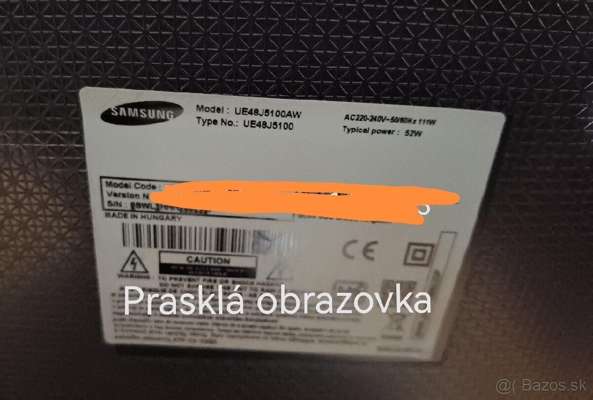 Predám všetky diely z TV Samsung UE48J5100.