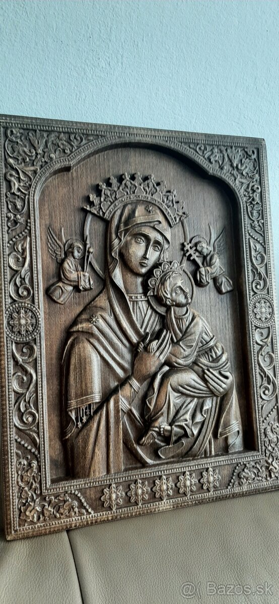 Ikona drevená Sváta Matka ustavičnej pomoci29×39cm hr.4cm