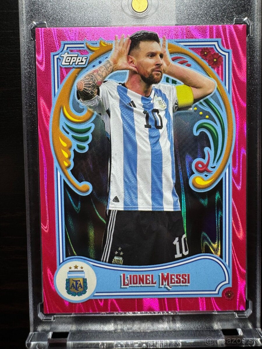 2023 Topps Fileteado Argentina Lionel Messi Celebration Pink