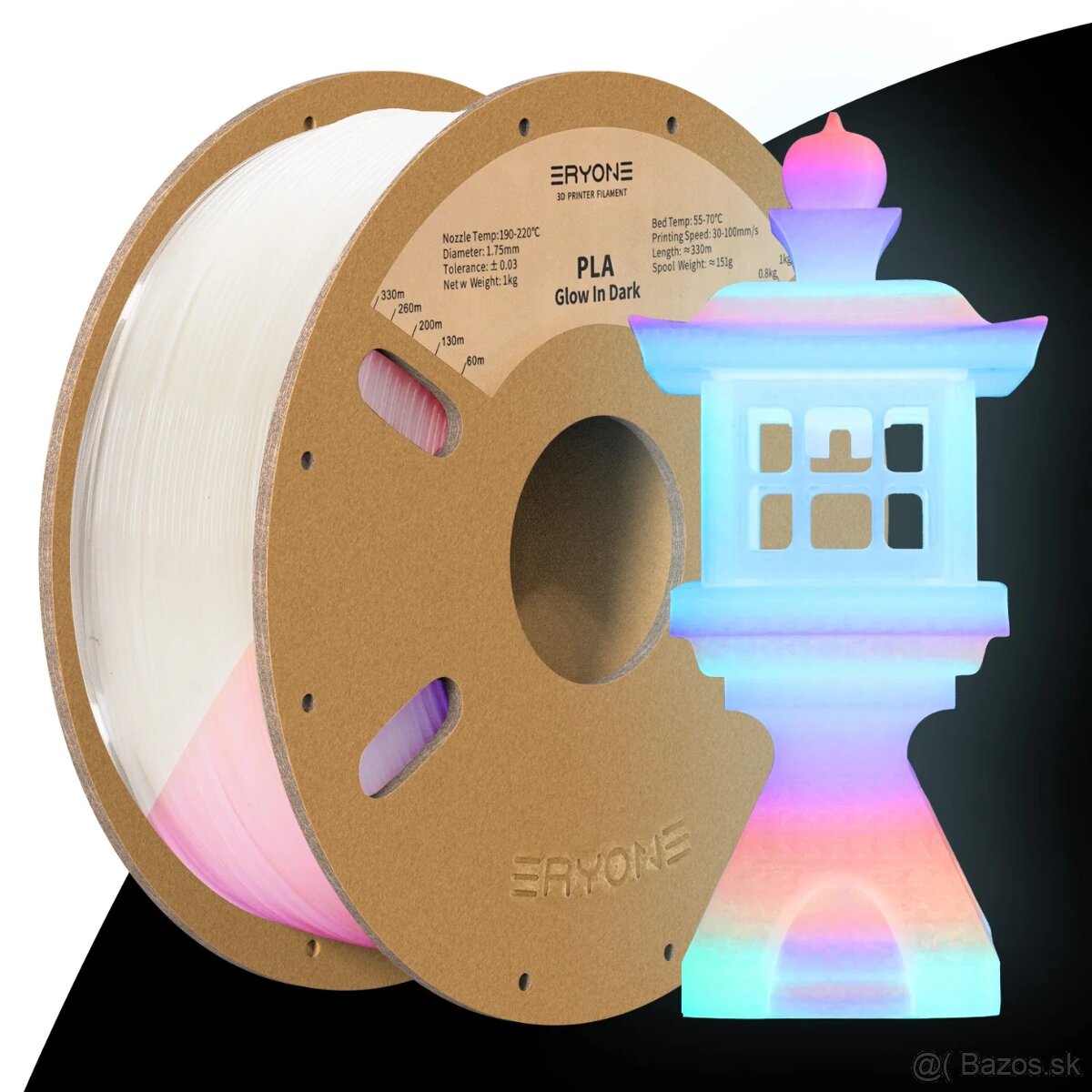 3D filament svietiaci v tme