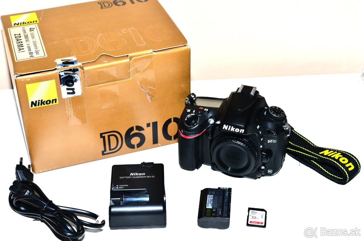 Nikon D610 + příslušenství ( 24 tisíc exp.)