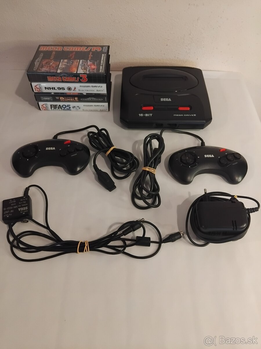 Sega Mega Drive 2 + 2 ovládače + 4 hry - Retro zábava