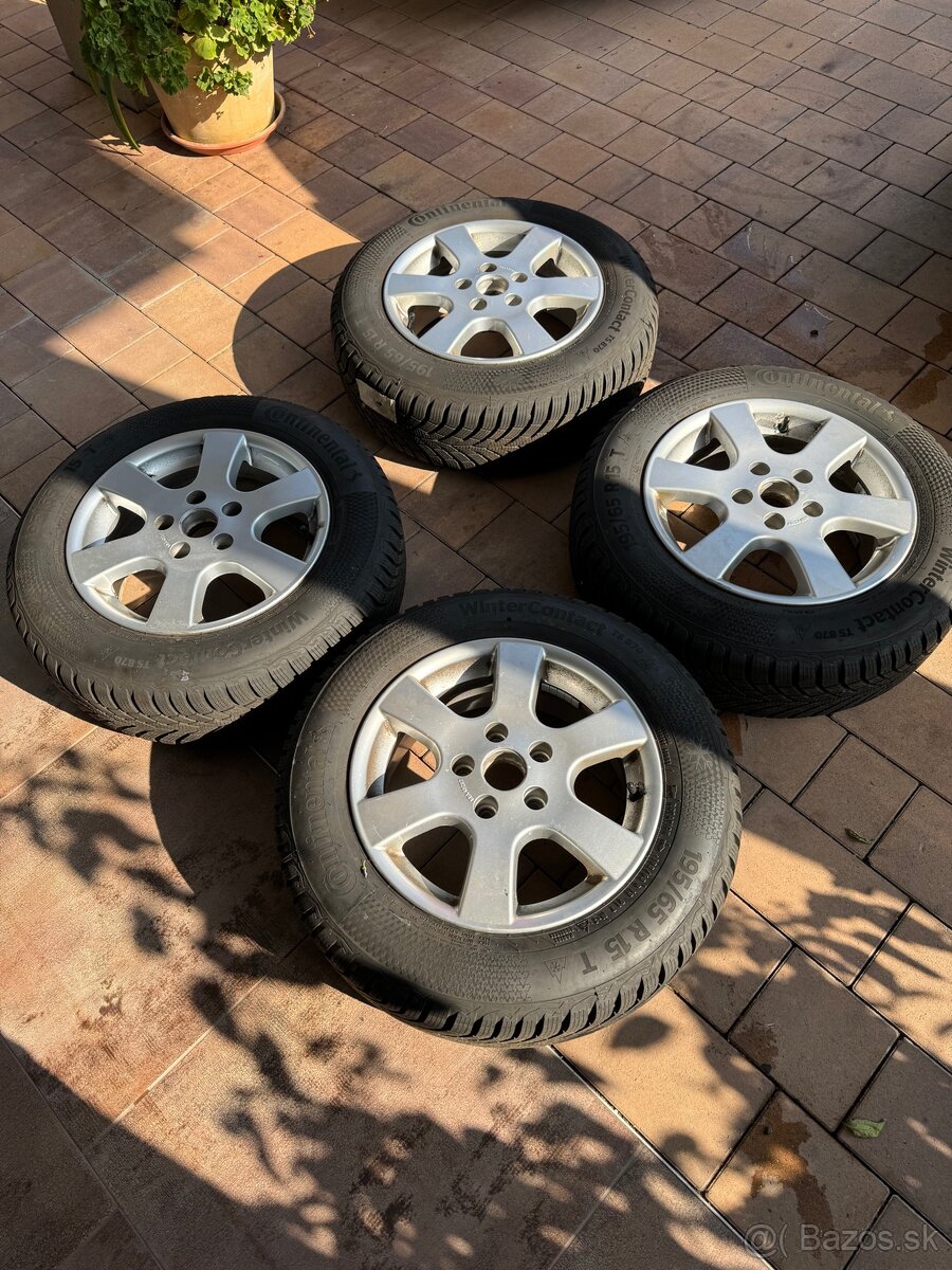 Sada zimných pneu na ALU diskoch 195/65 r 15 Continental