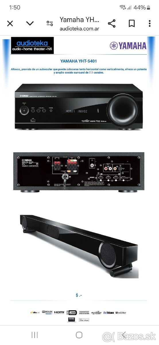 Kúpim Yamaha yht s-401 soundbar