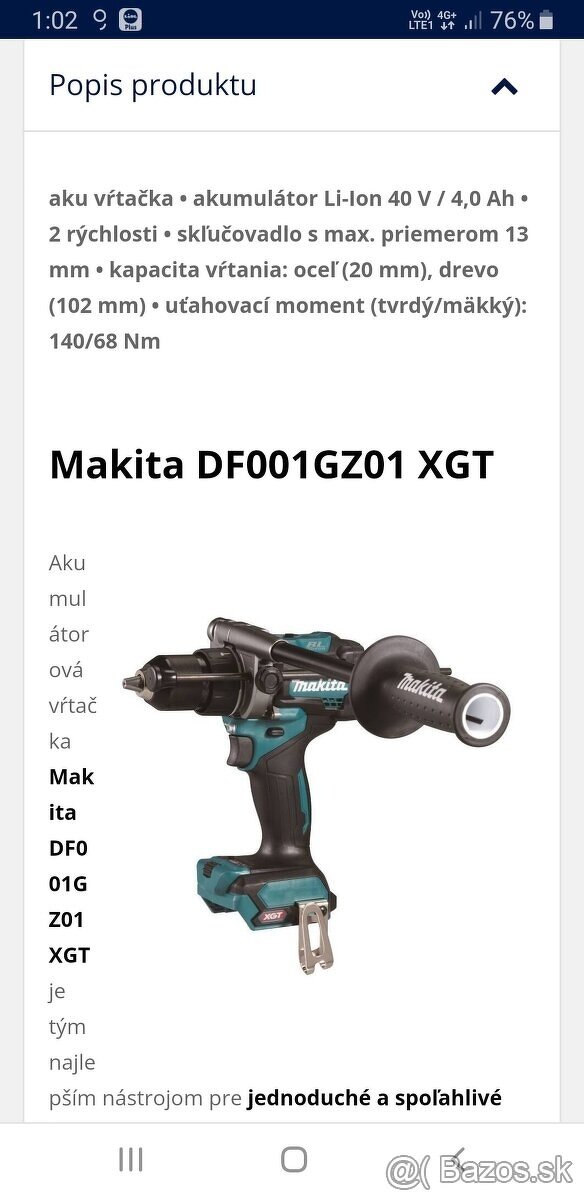 Makita XGT príklepová vŕtačka