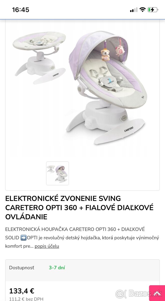 Elektronická hojdačka, odrážadlo, rocker Caretero OPTI 360 P