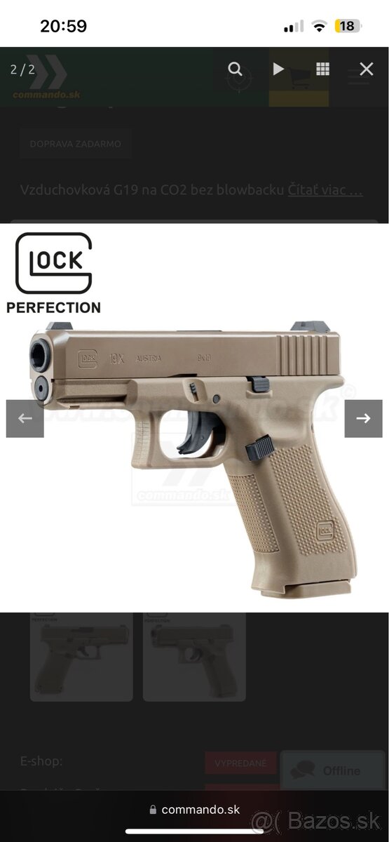 Vzduchová pištoľ Glock G19X FDE NBB CO2 4,5mm Airgun pistol