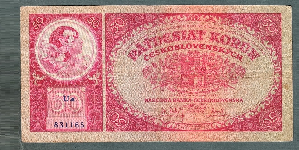 Staré bankovky 50 korun 1929 NEPERFOROVANA