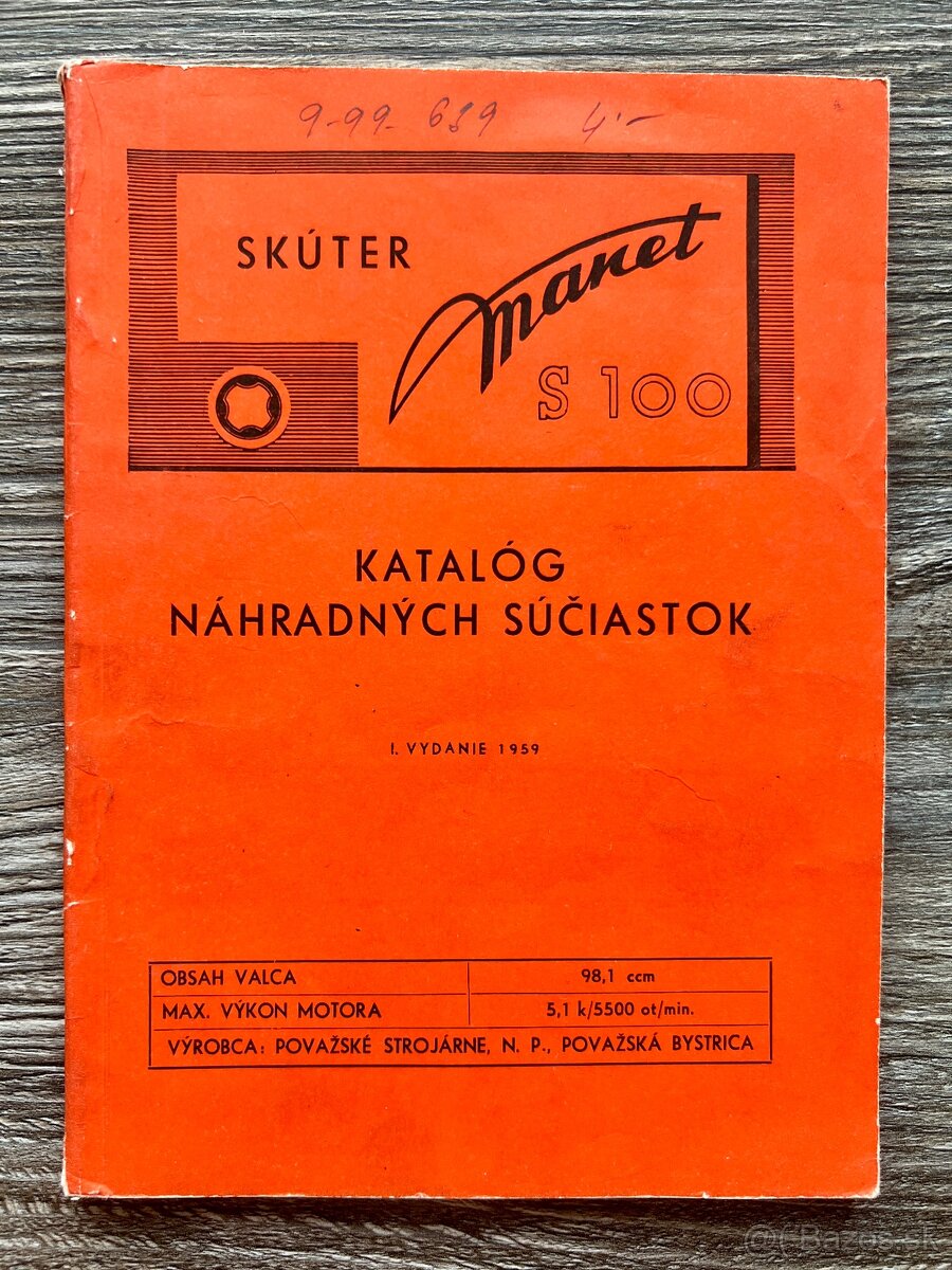 Katalog náhradních dílů - Manet S 100 ( 1959 )