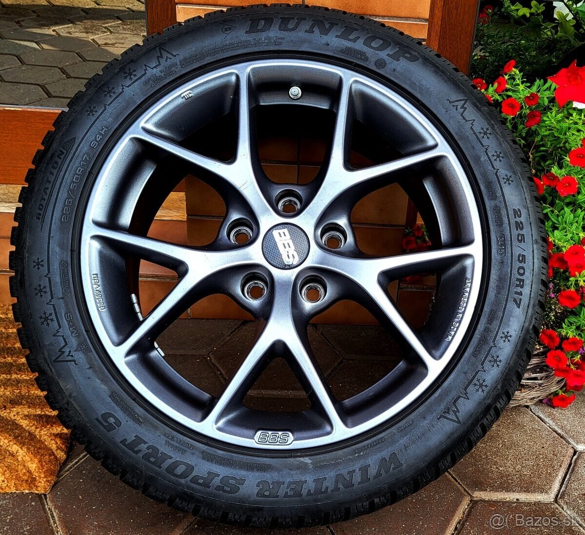 alu R17 5x120 zn. BBS, senzory, zimné pneu 225/50, BMW 3