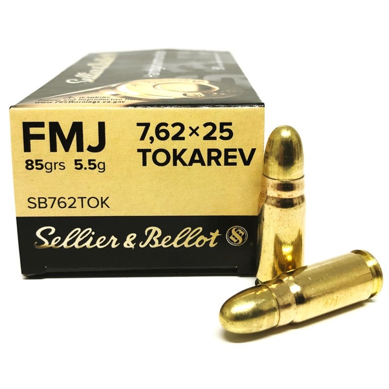 Náboje 7,62x25 Tokarev FMJ - mäkké jadro (5,5g)