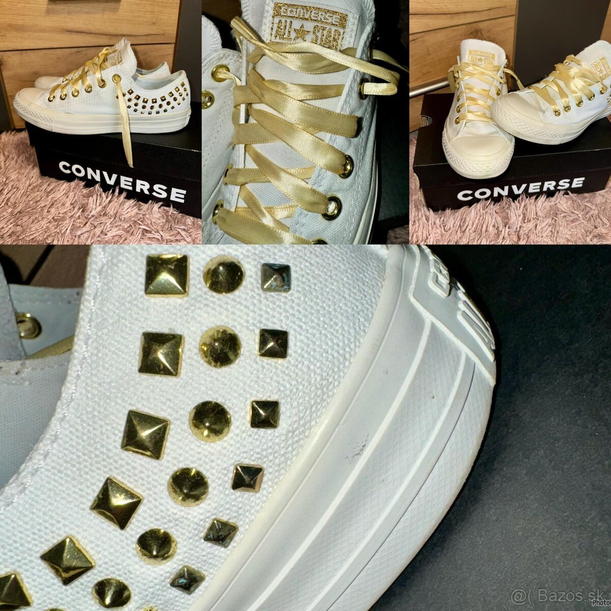 converse white/gold original trendy tenisky-botasky