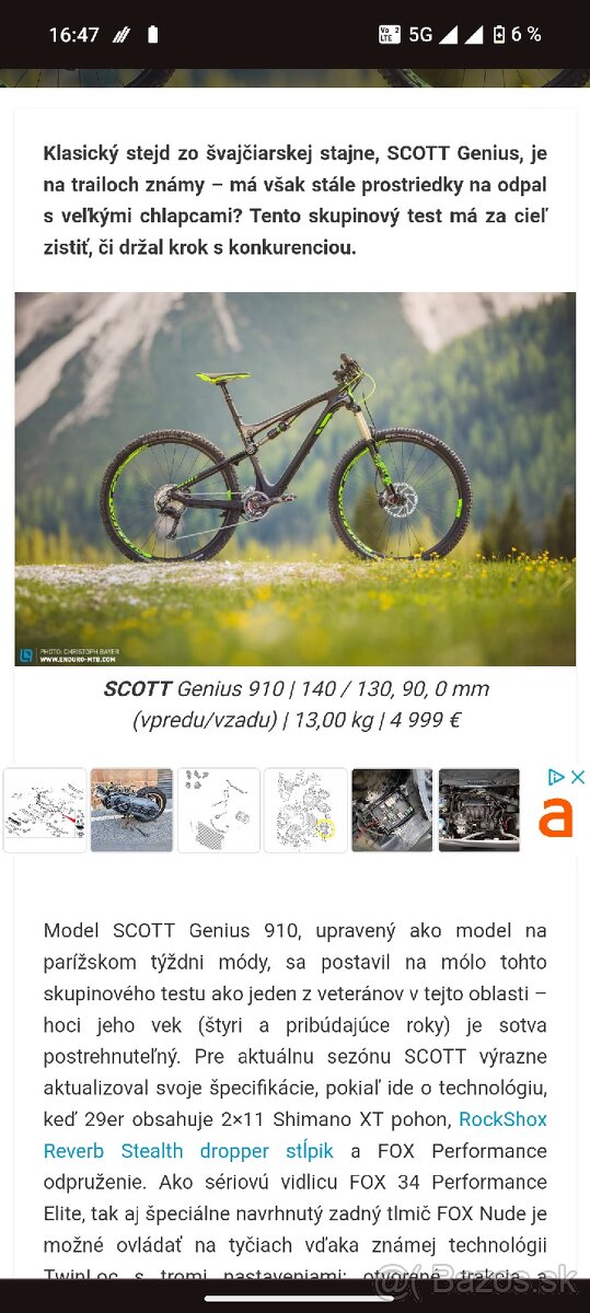 Celodpeuzeny horský bicykel  SCOTT GENIUS