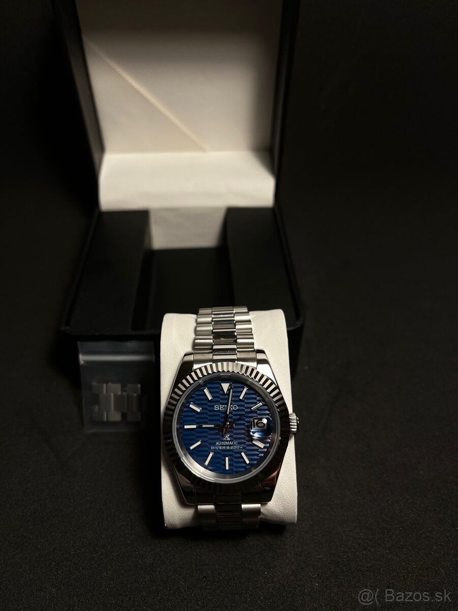 Seiko mod Datejust Flutted Blue