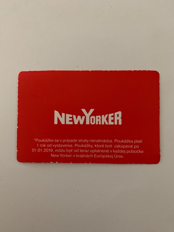 New Yorker 50€ darčeková poukážka