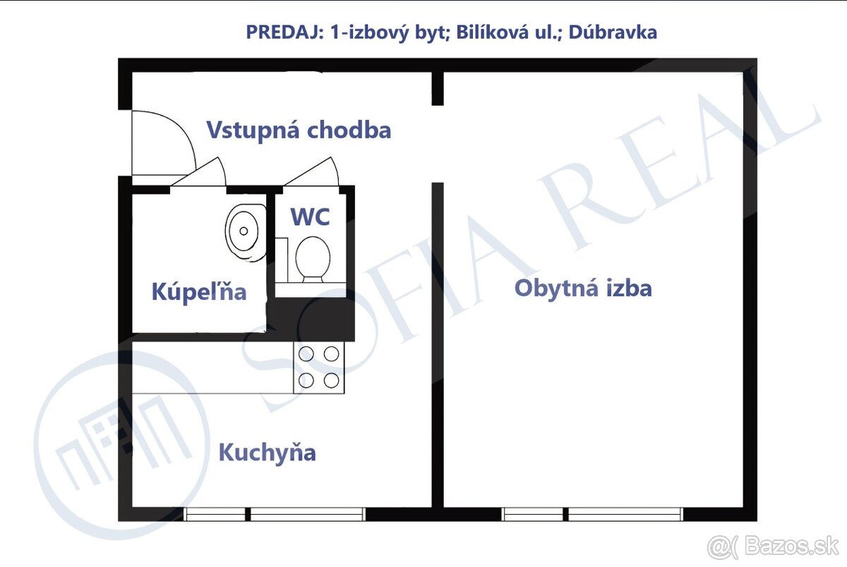 PREDAJ: svetlý 1-izbový byt; Dúbravka