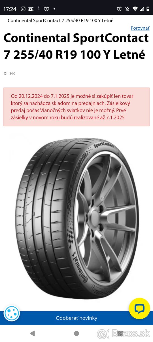 Continental SportContact 7.. 255/40 R19  Letné