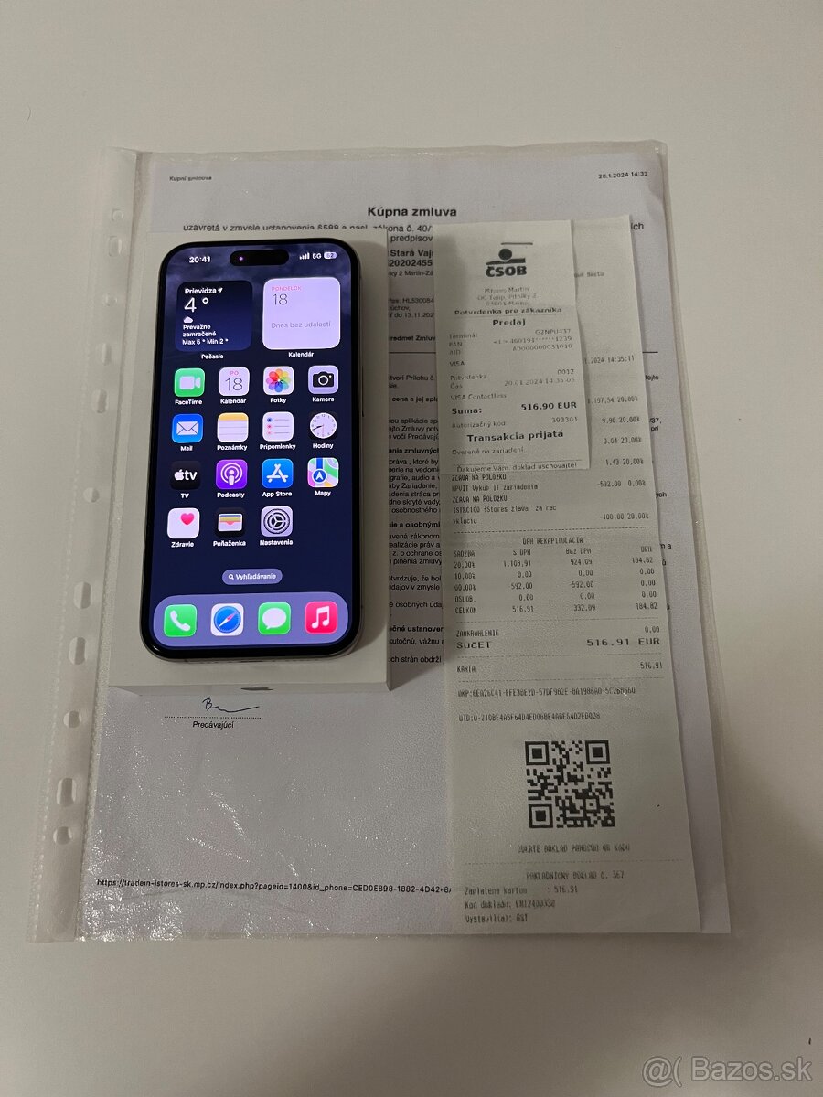 iPhone 15 pro 128 GB , Natural Titanium / záruka 1.2026