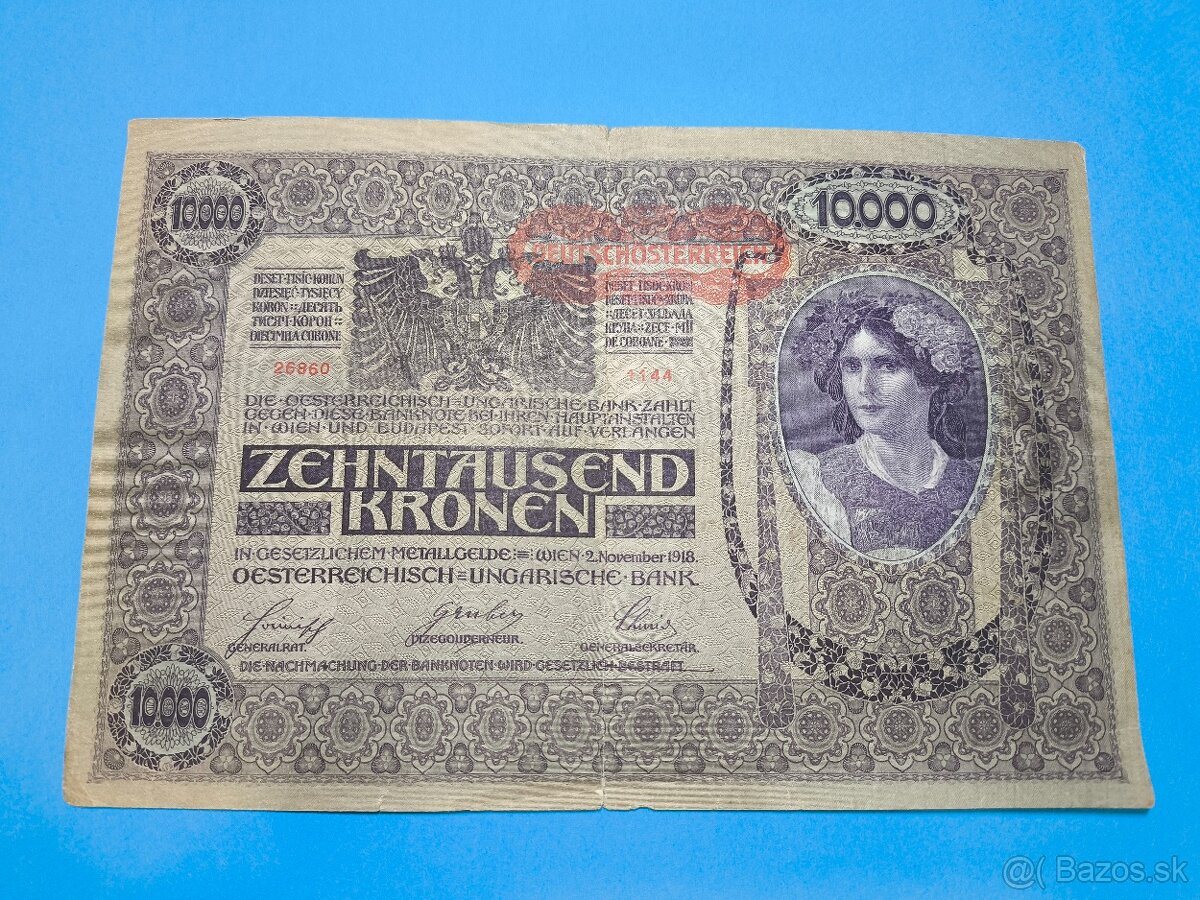 Bankovka RAKOUSKO-UHERSKO - 10.000 Kronen 1918