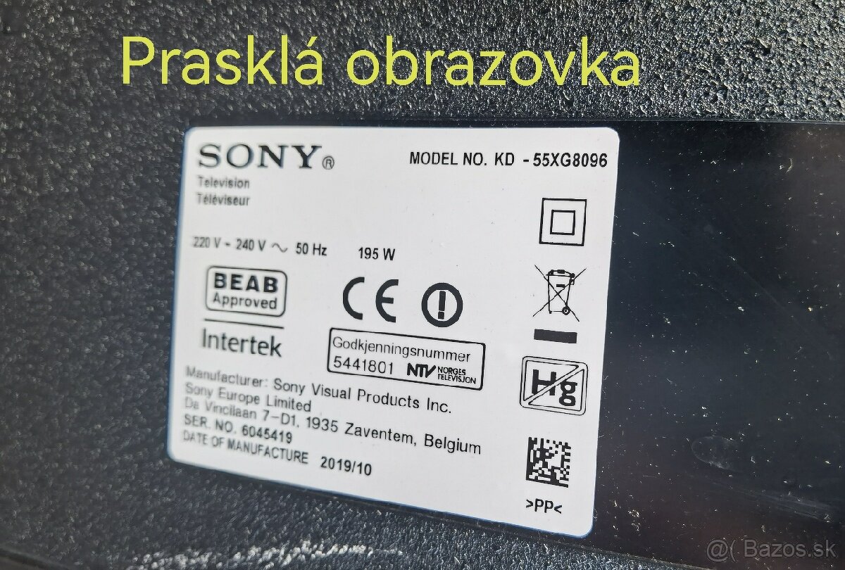 Predám diely z TV Sony KD-55XG8096