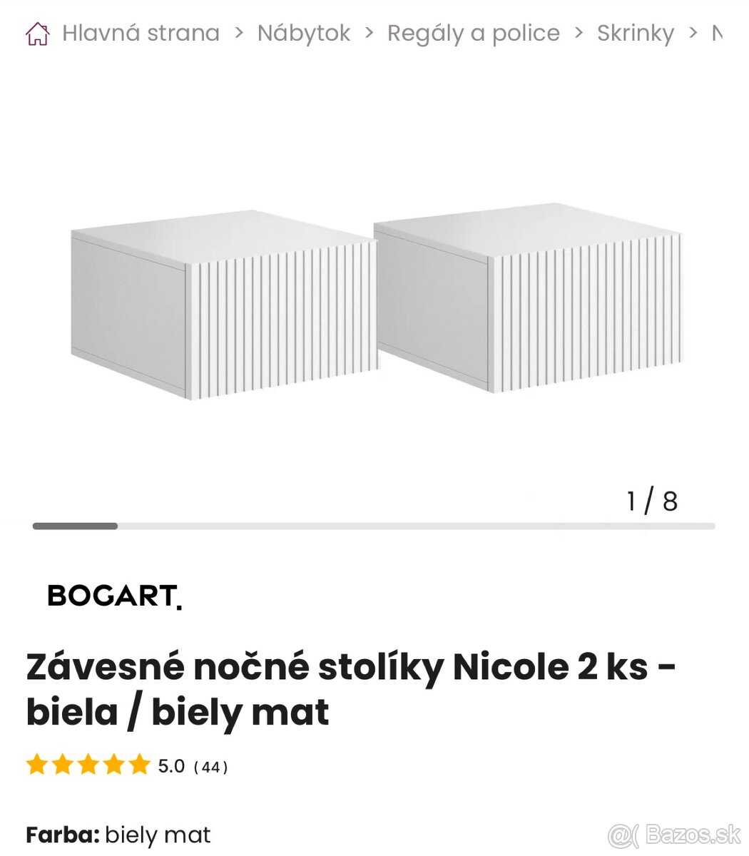 2ks NOVÝ, iba zmontovaný závesný nočný stolík