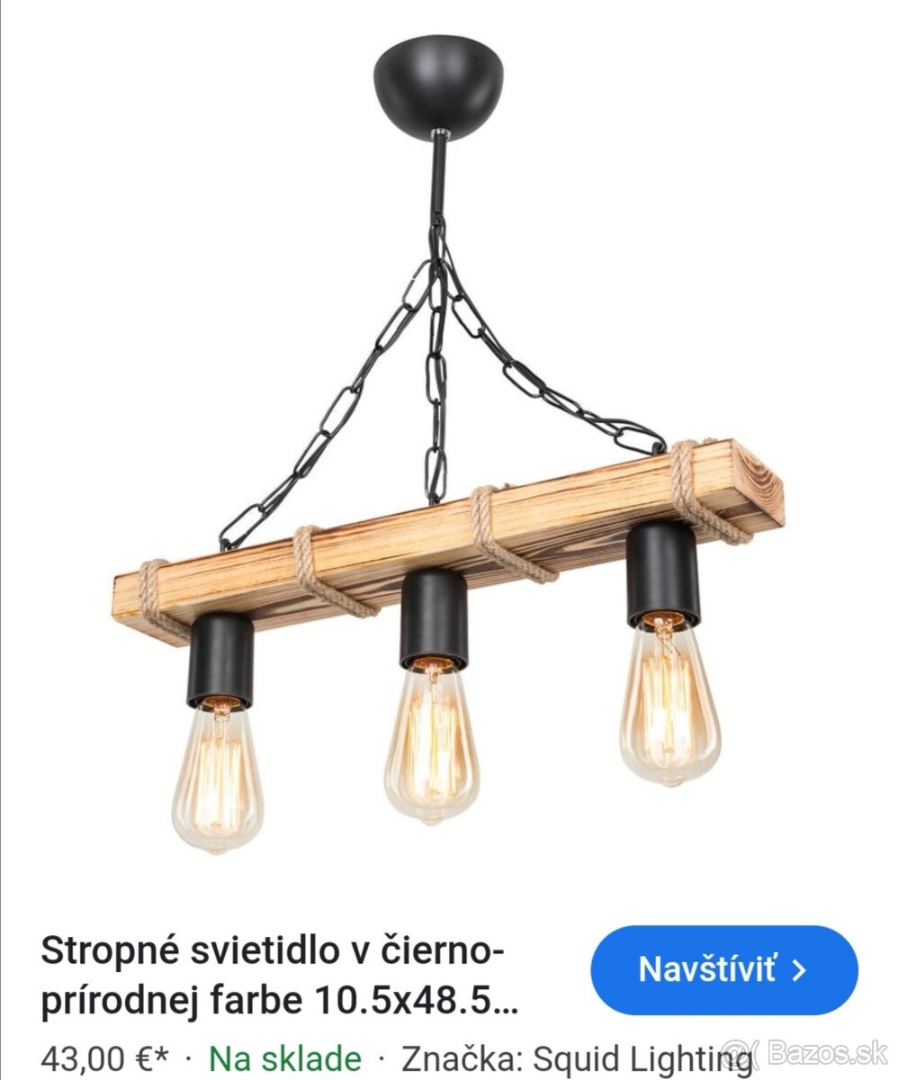 Stropne cierno drevene svietidlo