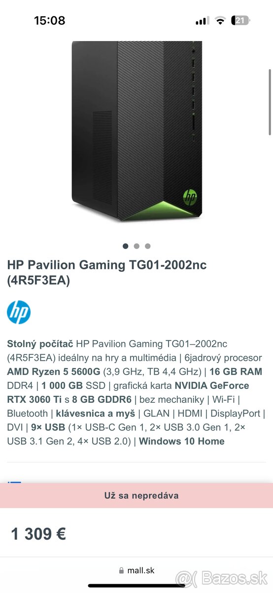 Herny pc HP Pavilion Gaming TG01-2002nc